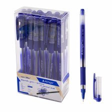 Ручка шариковая Alingar "Stream", 0,7 мм, синяя, игольчатый наконечник, резиновый грип, шестигранный, тонированный, пластиковый корпус, ПВХ упак