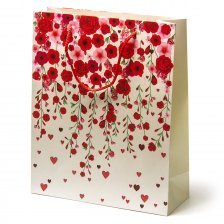 Пакет подарочный бумажный 320*260*100мм,"Красные розы", ассорти