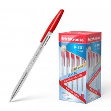 Ручка шариковая Erich Krause "R-301 Classic Stick", 1.0 мм, красный, шестигранный, цветной, пластиковый корпус, картонная упаковка