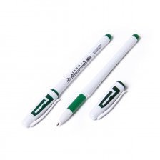Ручка гелевая Alingar, "Sample", 0,55 мм, зеленая, резиновый грип, круглый, белый, пластиковый корпус, в уп. 12 шт., картонная упаковка