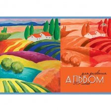 Альбом для рисования А4 20л., Апплика, на скрепке, цветная мелованная карт.обложка, блестки,"Летний пейзаж"