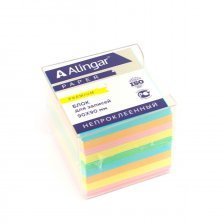 Блок бумажный для записей премиум Alingar, 9*9*9 см, цветной (в пластик. боксе)