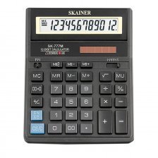 Калькулятор SKAINER 12 разрядов, 157*200*32 мм, черный, "SK-777ХBK"