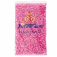 Бисер Alingar размер №8 вес 450 гр., прозрачный кристалл, внутри розовый, пакет