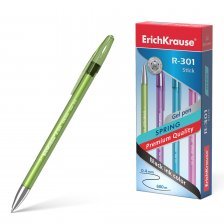 Ручка гелевая Erich Krause "R-301 Spring Gel Stick", 0,5 мм, чёрная, профилиров. грип, прозрачный круглый корпус, картонная упаковка, 12шт