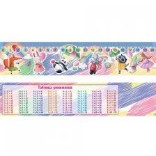 Закладка - линейка таблица умножения Мир открыток, 216*50 мм "Зверюшки", 20 см
