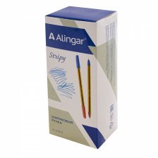 Ручка шариковая Alingar "Stripy", 0,7 мм, двусторонняя (синяя, красная), игольчатый наконечник, шестигранный, цветной, пластиковый корпус, картон. уп.