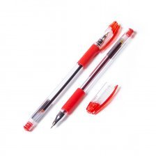 Ручка шариковая, Alingar, "Classic" красная, 0,38 мм., игольчатый наконечник, резиновый грип, прозрачный пластиковый корпус