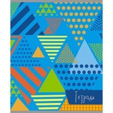 Тетрадь 80л., А5, клетка, Апплика "Треугольники на голубом", мелованный картон