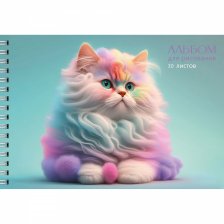 Альбом для рисования А4 30л., Канц-Эксмо, на гребне, мелованный картон, выб.лак "Сахарный кот"