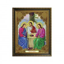 Алмазная мозаика Alingar, на подрамнике, с частичным заполнением, (блест.), 27х33 см, 13 цветов, "Икона Святой Троицы"