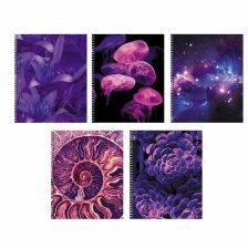 Тетрадь 96л., А5, клетка, Канц-Эксмо "Violet Mix", гребень, мелованный картон, хамелион