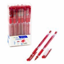 Ручка шариковая Alingar "Stream", 0,7 мм, красная, игольчатый наконечник, резиновый грип, шестигранный, тонированный, пластиковый корпус, ПВХ уп.