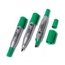 Двухсторонний маркер перманентный Alingar А-137, зеленый, пулевидный/скошенный, 1-2мм/2-10мм (12шт)