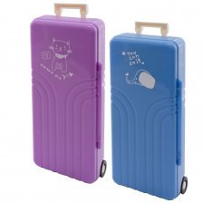 Пенал, чемодан, Alingar, пластик, дополнительный отсек, 80 х 195 мм, фиолетовый