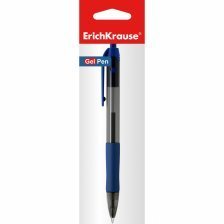 Ручка гелевая автоматическая Erich Krause,"Smart-Gel", 0,5 мм, синяя, резиновый грип, круглый прозрачный пластиковый корпус, в уп. 24 шт