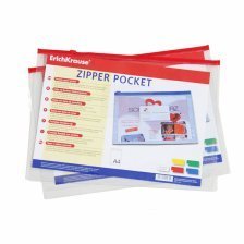 ZIP-пакет на молнии ErichKrause, A4, 240х335 мм, 140 мкм, прозрачная, "PVC Zip Pocket"