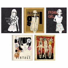 Тетрадь 80л., А5, клетка, Канц-Эксмо, "Fashion Girl", гребень, мелованный картон, глянцевая ламинация