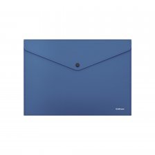 Папка-конверт на кнопке, ErichKrause, А4 232х333 мм, 140 мкм, пластик, "Fizzy Classic", синий