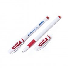 Ручка гелевая Alingar, "Sample", 0,55 мм, красная, резиновый грип, круглый, белый, пластиковый корпус, в уп. 12 шт., картонная упаковка