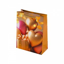 Пакет подарочный бумажный Alingar, (М) 18х24х8,5 см, "Сердце в подарок", ламинация, (4 дизайна в коробе)