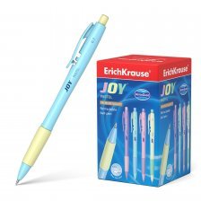 Ручка шариковая автоматическая, Erich Krause "JOY Pastel Ultra Glide Technologyl", 0,7 мм,синий.,рез.грип, круглый пластик. корпус, картон. упак