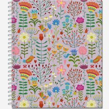 Тетрадь 60л., А5, клетка, Полином "Floral meadow", гребень, мелованный картон, выборочный уф-лак, 4 дизайна