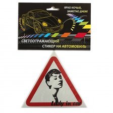 Информационная наклейка автомобильная 10,0 см x 10,0 см, "Девушка за рулем №3" Квадра
