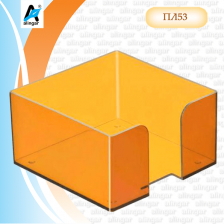 Пластиковый бокс для бумажного блока,Стамм, 9*9*5 см.,тонированный оранжевый МАНГО