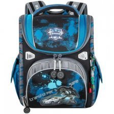 Рюкзак Across, школьный,  с мешком д/обуви, черный-синий, 29х37х14 см