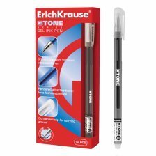Ручка гелевая Erich Krause,"G-Tone", 0,5 мм, черный, игольчатый мелаллизированный ноконеч., круглый, тонированный, пластиковый корпус