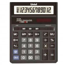 Калькулятор UNIEL 12 разрядов, 203*158*30,5 мм, двойная память, черный, "UD-68"