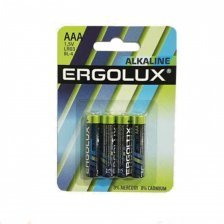 Батарейка мизинчиковая алкалиновая, Ergolux LR03 Alkaline BL-4, ААА, 1.5V, бл. 4 шт