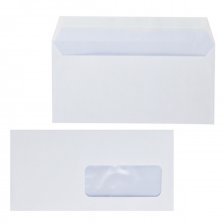 Конверт почтовый DL/O (110*220 мм), белый, прямоугольный клапан, окно справа, стрип, Ряжская печатная фабрика