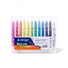 Карандаши цветные для грима на основе воска Alingar, 12 цв., пластиковая упаковка