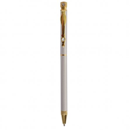 Ручка подарочная шариковая Alingar, 1,0 мм, синяя, автоматическая, круглый, серебряный, металлический корпус, картонная упаковка фото 2