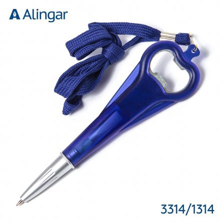 Ручка подарочная шариковая Alingar "Открывалка", 0,7 мм, синяя,  фактурный, цветной, пластиковый корпус, картонная упаковка фото 1