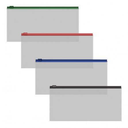 Zip-пакет на молнии ErichKrause, с цветной молнией, прозрачный, ассорти, " Fizzy Clear" фото 1
