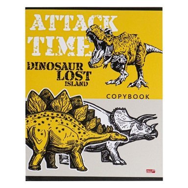 Тетрадь 96л., А5, клетка, Проф-Пресс "Атака динозавров", скрепка, мелованный картон фото 3
