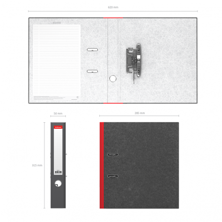 Папка-регистратор с арочным механизмом, ErichKrause "Original", А4, 285х315х50 мм, красный фото 2