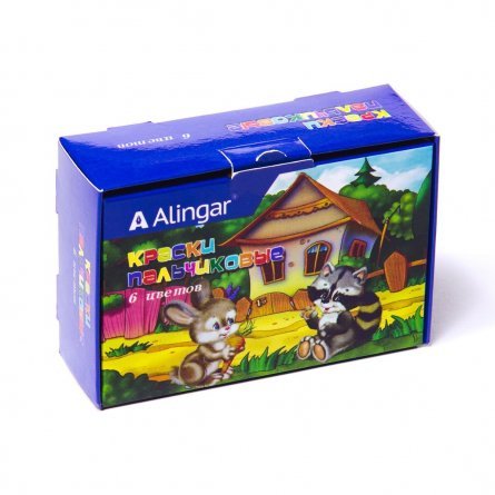 Краски пальчиковые Alingar 6 цветов,20 мл., картонная упаковка, "Веселые ребята" фото 1
