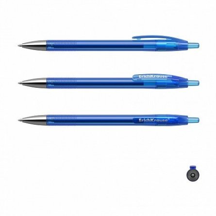 Ручка гелевая автоматическая Erich Krause,"R- 301.Original Gel Matric&Grip", 0,5 мм, синяя, метал.наконечник, грип,  круглый цветной пластик.корпус фото 3