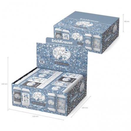 Ластик Erich Krause,"Frozen Beauty", термопластичная резина, прямоугольный скошенный,  белый, 60х25х10 мм., картонная упаковка 32 шт. фото 4