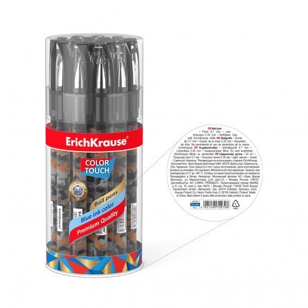 Ручка шариковая Erich Krause,"ColorTouch. Rough Native", 0,7 мм, синий, метал.наконечник, грип, круглый пластиковый корпус, в тубусе 24 шт фото 3