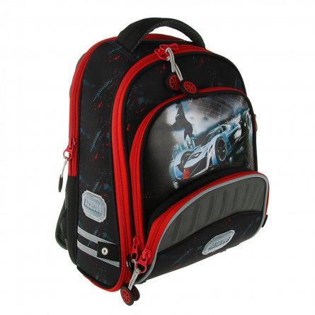 Рюкзак Across, школьный, с мешком д/обуви, черный-красный, 29х37х15 см фото 2