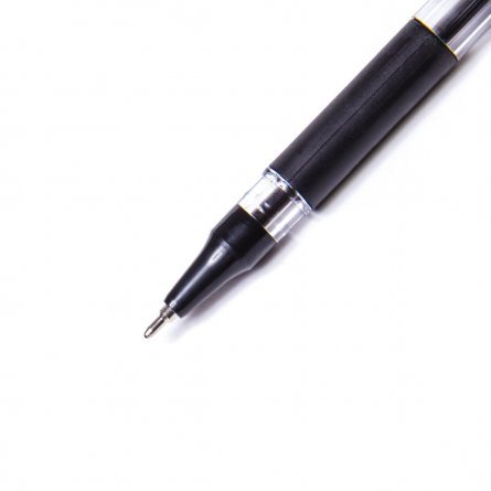 Ручка шариковая Alingar "Stream", 0,7 мм, черная, игольчатый наконечник, резиновый грип, шестигранный, тонированный, пластиковый корпус, ПВХ уп. фото 3