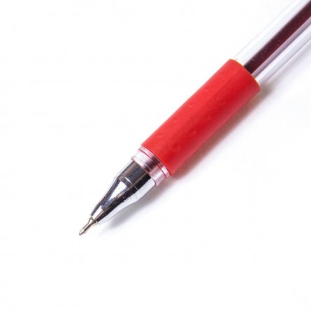 Ручка шариковая, Alingar, "Classic" красная, 0,38 мм., игольчатый наконечник, резиновый грип, прозрачный пластиковый корпус фото 3