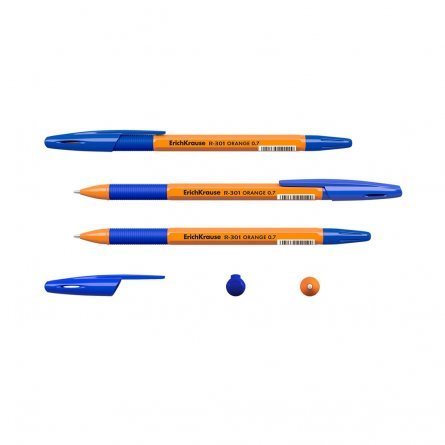 Ручка шариковая Erich Krause"R-301 Orange Stick&Grip", 0,7 мм, синяя, шестигранный, оранжевый, пластиковый корпус, картонная упаковка фото 2