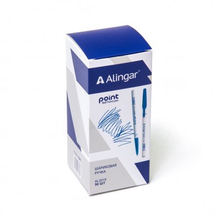 Ручка шариковая Alingar "Point", 0,7 мм, синяя, круглый, белый, пластиковый корпус, картонная упаковка фото 6