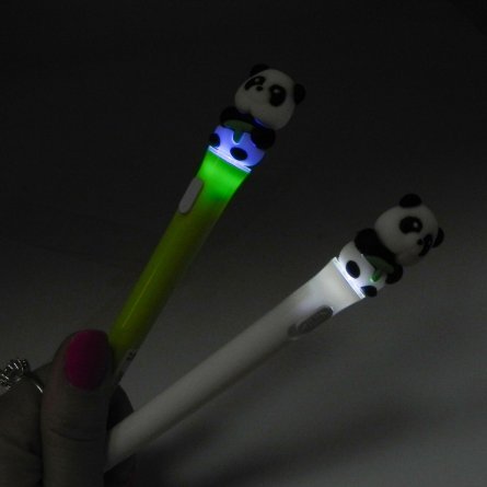 Ручка шариковая Alingar, " Панда ", 0,7 мм, синяя, с подсветкой,  круглый, цветной, пластиковый корпус, картонная упаковка фото 2